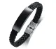 Wholesale Stainless Steel Engravable Black Braided Bracelet