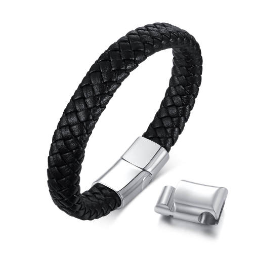 Wholesale Stainless Steel Classic Braided Leather Bracelet