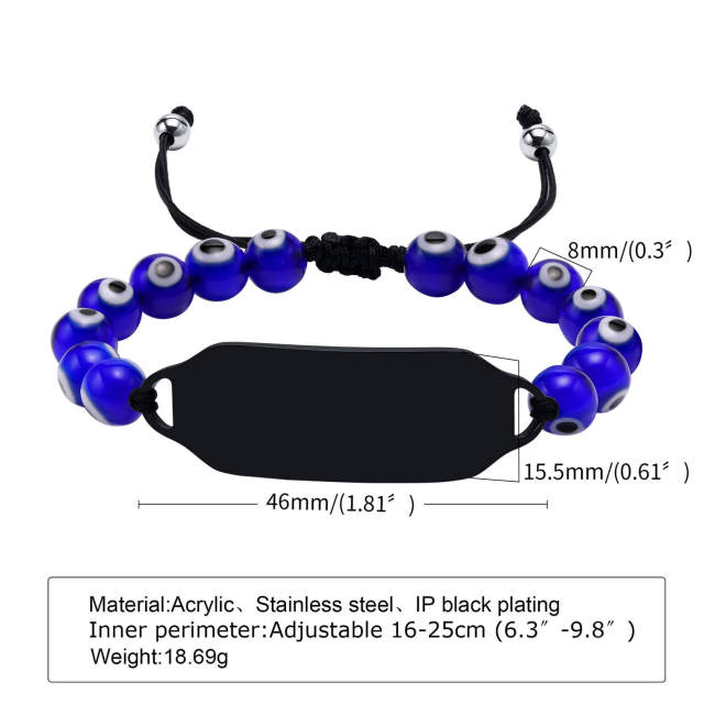 Wholesale Stainless Steel Personalized Devil Eye Beads Bracelet