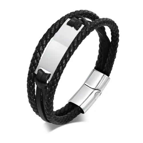 Wholesale Stainless Steel Personalized Leather Bracelets