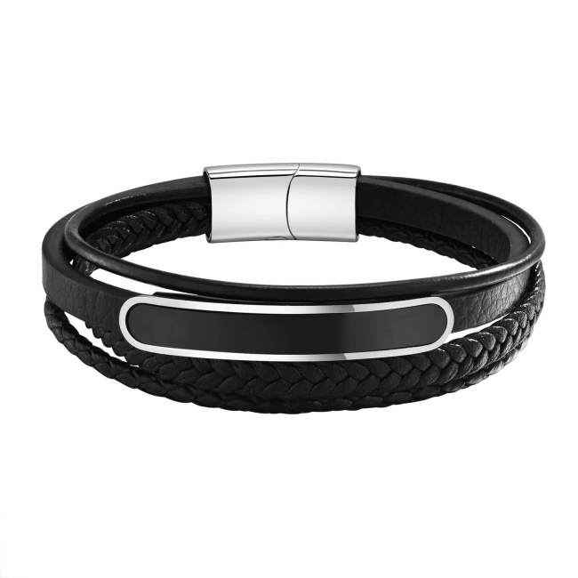 Wholesale Stainless Steel Multi-Strand Braided Leather Bracelet