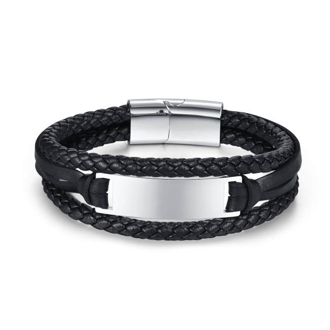 Wholesale Stainless Steel Personalized Leather Bracelets