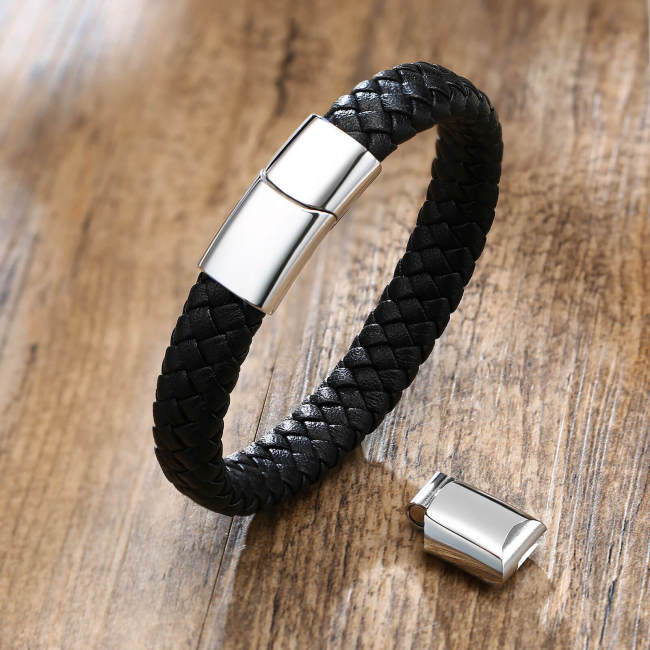 Wholesale Stainless Steel Classic Braided Leather Bracelet