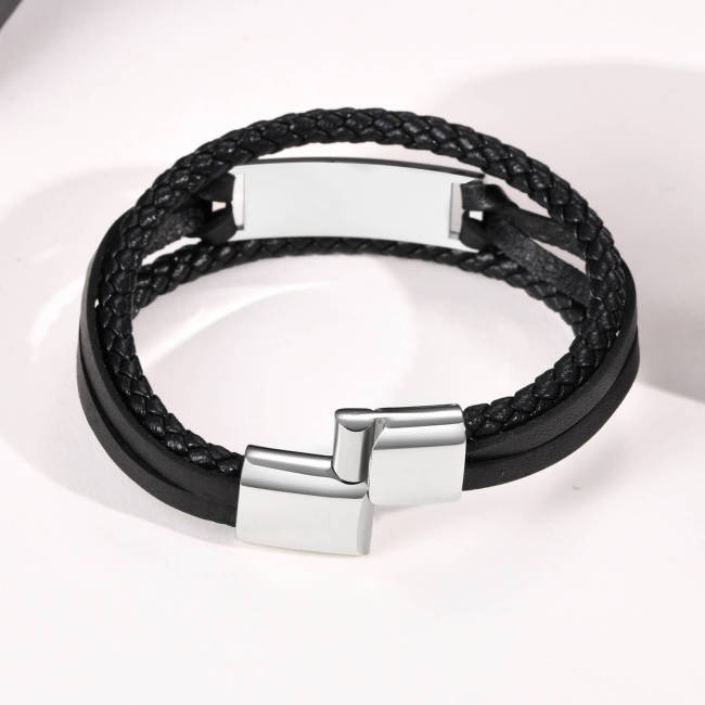 Wholesale Stainless Steel Personalized Leather Bracelets