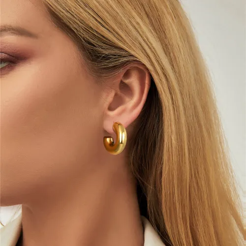 Wholesale Stainless Steel Chunky Tube Hoop Earrings