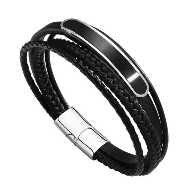 Wholesale Stainless Steel Multi-Strand Braided Leather Bracelet