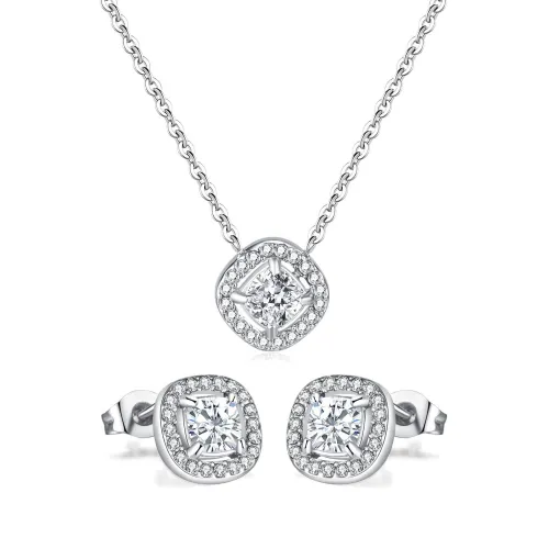 Wholesale Stainless Steel Sparkling Square CZ Stud Earrings