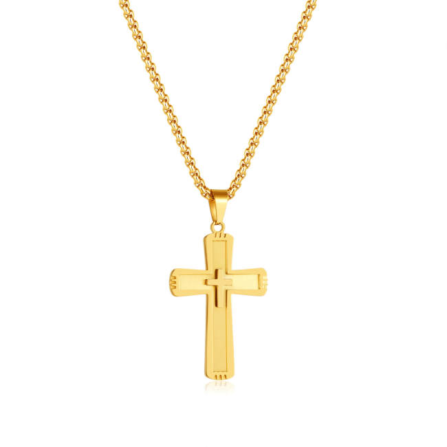 Wholesale Stainless Steel Fashion Overlapping Cross Pendant