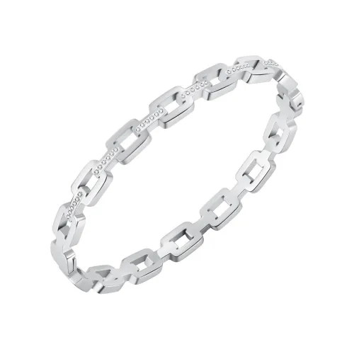 Wholesale Stainless Steel Bling CZ Link Clasped Bangle