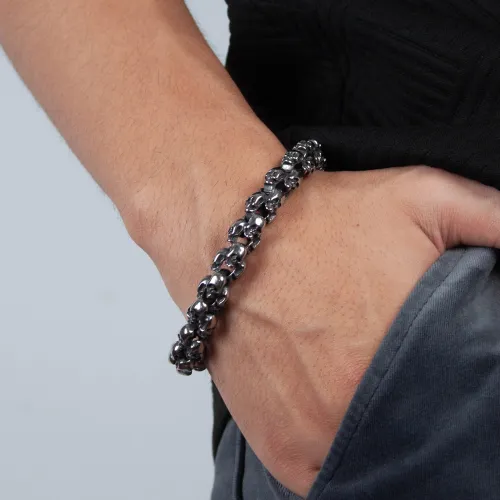Wholesale Stainless Steel Gothic Skull Link Bracelet