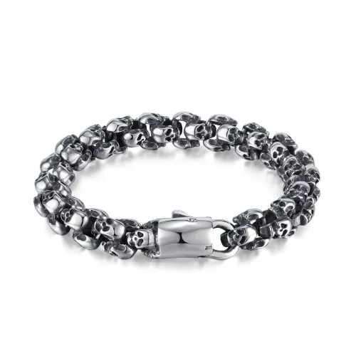 Wholesale Stainless Steel Gothic Skull Link Bracelet
