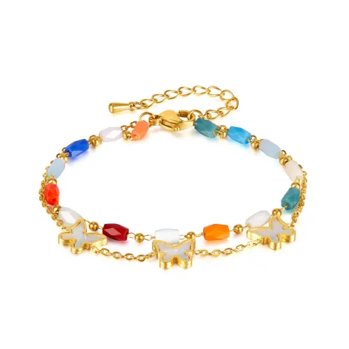 Wholesale Stainless Steel Colorful Acrylic Beads Bracelet