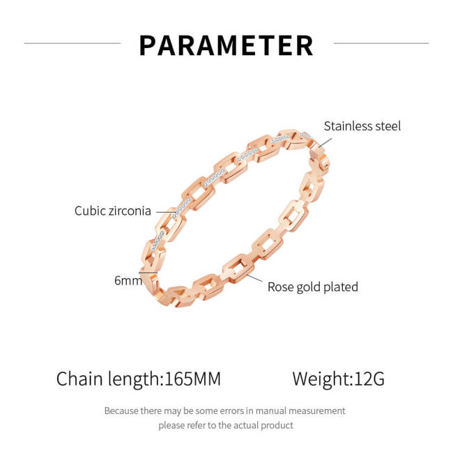 Wholesale Stainless Steel Bling CZ Link Clasped Bangle