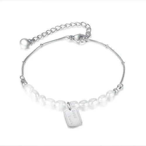 Wholesale Stainless Steel Women Good Luck Tag Bracelet