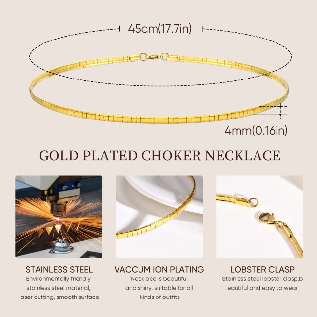 Wholesale Stainless Steel Flat Snake Chain Collar