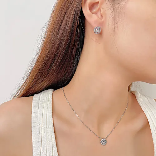 Wholesale Stainless Steel Sparkling Square CZ Stud Earrings