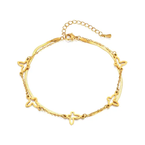 Wholesale Stainless Steel Double Snake Chain Anklet