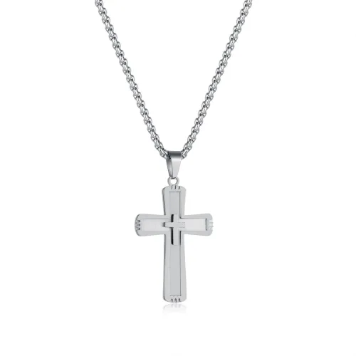Wholesale Stainless Steel Fashion Overlapping Cross Pendant