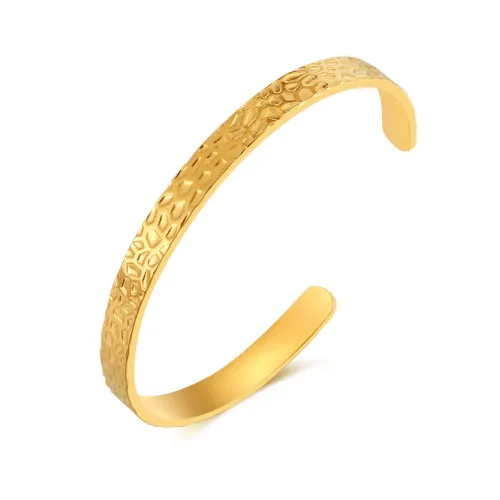 Wholesale Stainless Steel 6.5MM Hammered Open Bangle