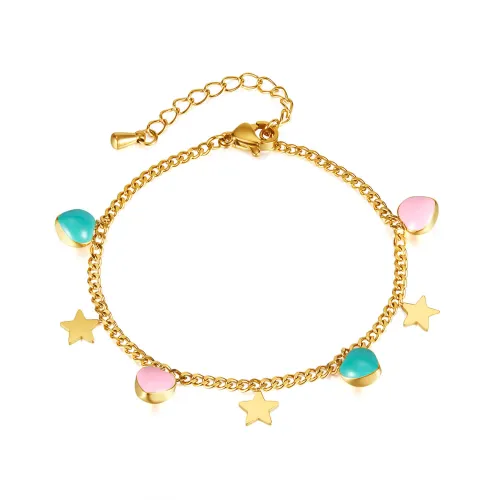 Wholesale Stainless Steel Charming Enamel Heart Bracelet