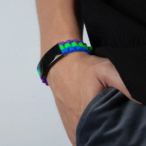 Wholesale Stainless Steel Personalized Three Tone Silicone Bracelet