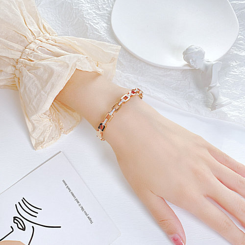 Wholesale Stainless Steel Bling CZ Link Clasped Bangle