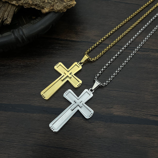 Wholesale Stainless Steel Fashion Overlapping Cross Pendant