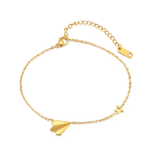Wholesale Stainless Steel Paper Airplane Star Anklet