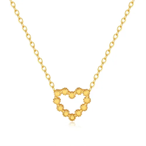 Wholesale Stainless Steel Gold Hollow Heart Pendant Necklace