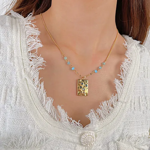 Wholesale Stainless Steel Women Internal CZ Tag Pendant