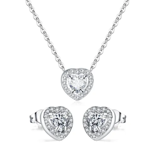 Wholesale Stainless Steel Shining CZ Heart Stud Earrings
