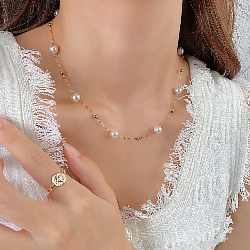 Wholesale Stainless Steel Bead Link Paperclip Necklace