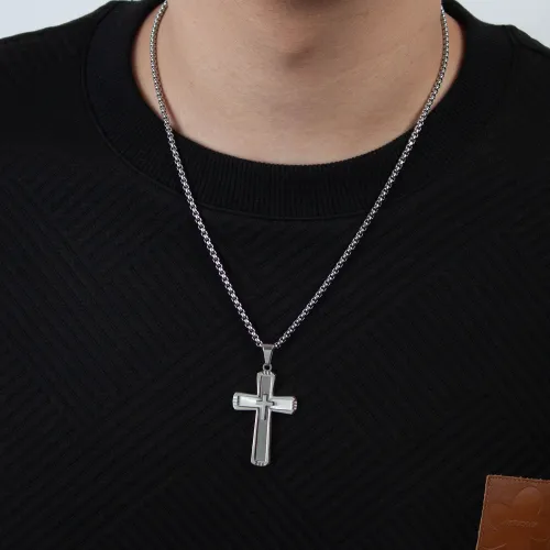 Wholesale Stainless Steel Fashion Overlapping Cross Pendant