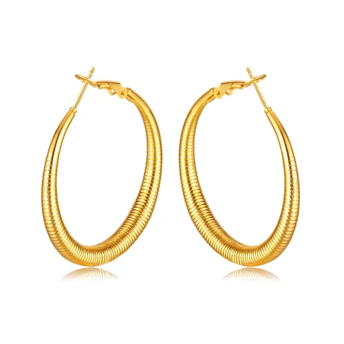 Wholesale Stainless Steel Big Threaded Hoop Earrings