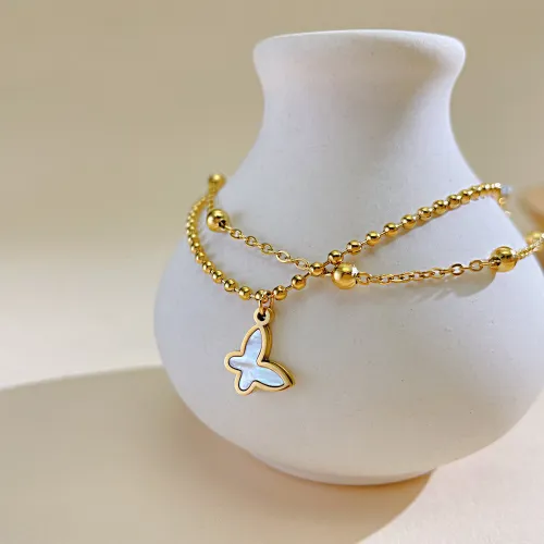 Wholesale Stainless Steel Butterfly Double Ball Anklet