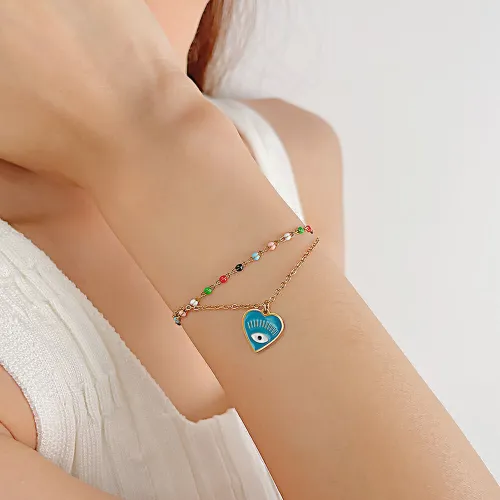 Wholesale Stainless Steel Devil's Eye Heart Bracelet