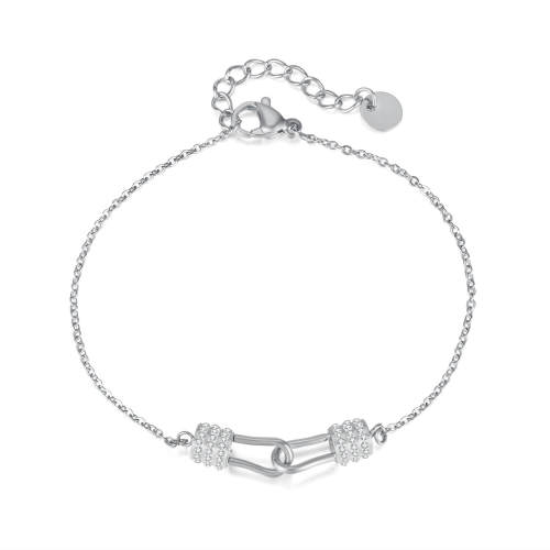 Wholesale Stainless Steel Interlocking Hooked Bracelet with CZ