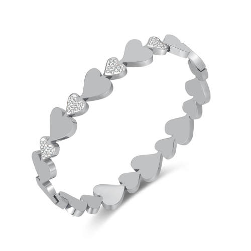 Wholesale Stainless Steel Elegant Heart Link Heart Bangle