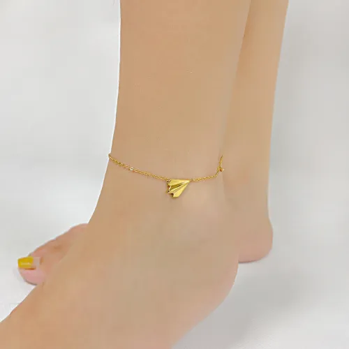 Wholesale Stainless Steel Paper Airplane Star Anklet