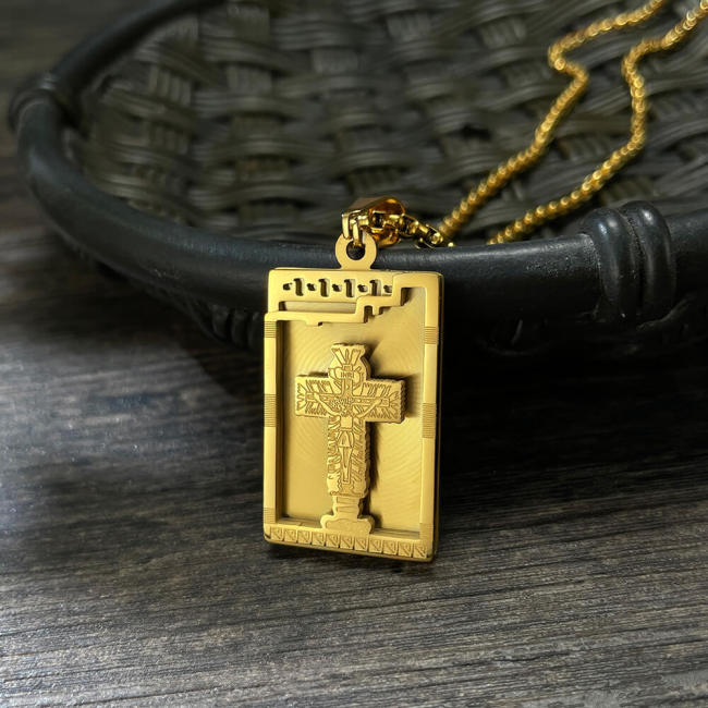 Wholesale Stainless Steel Dog Tag Pendant with Embedded Cross