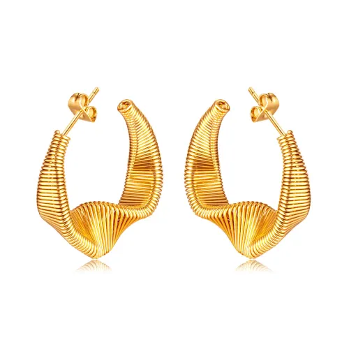 Wholesale Stainless Steel Wide Spring Mobius Hoop Earrings