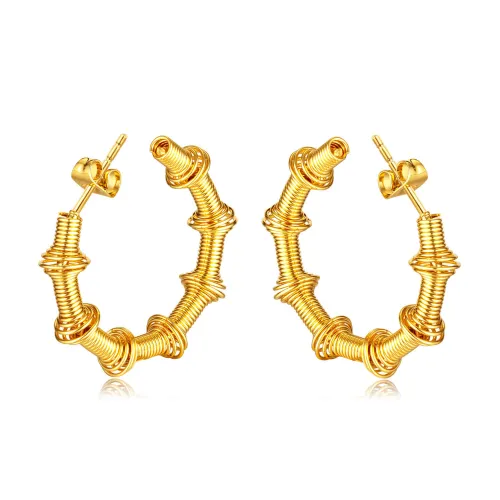 Wholesale Stainless Steel Spring Bamboo Style Hoop Earrings