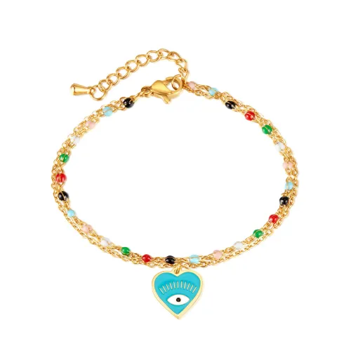 Wholesale Stainless Steel Devil's Eye Heart Bracelet