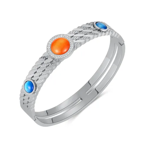Wholesale Natural Stone Stainless Steel Bangle