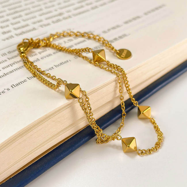 Wholesale Stainless Steel Octagonal-cut Bead Chain Bracelet