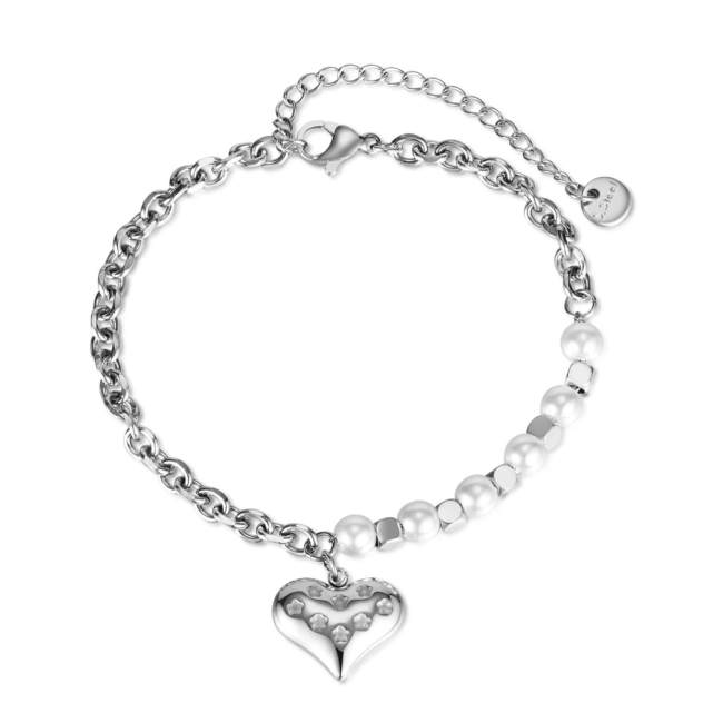 Wholesale Stainless Steel Heart Pressed Flower Bracelet
