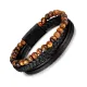 Wholesale Stainless Steel Multi-Layered Tiger Eye Leather Bracelet