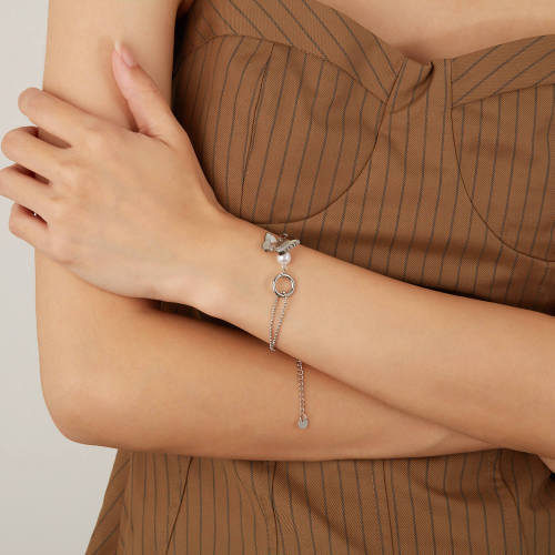 Wholesale Stainless Steel Half Paperclip Half Ball Chain Bracelet