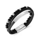 Wholesale Stainless Steel Onyx Beaded Leather Bracelet