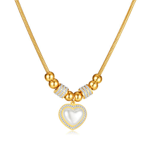 Wholesale Stainless Steel Acrylic Heart Necklace with Beads